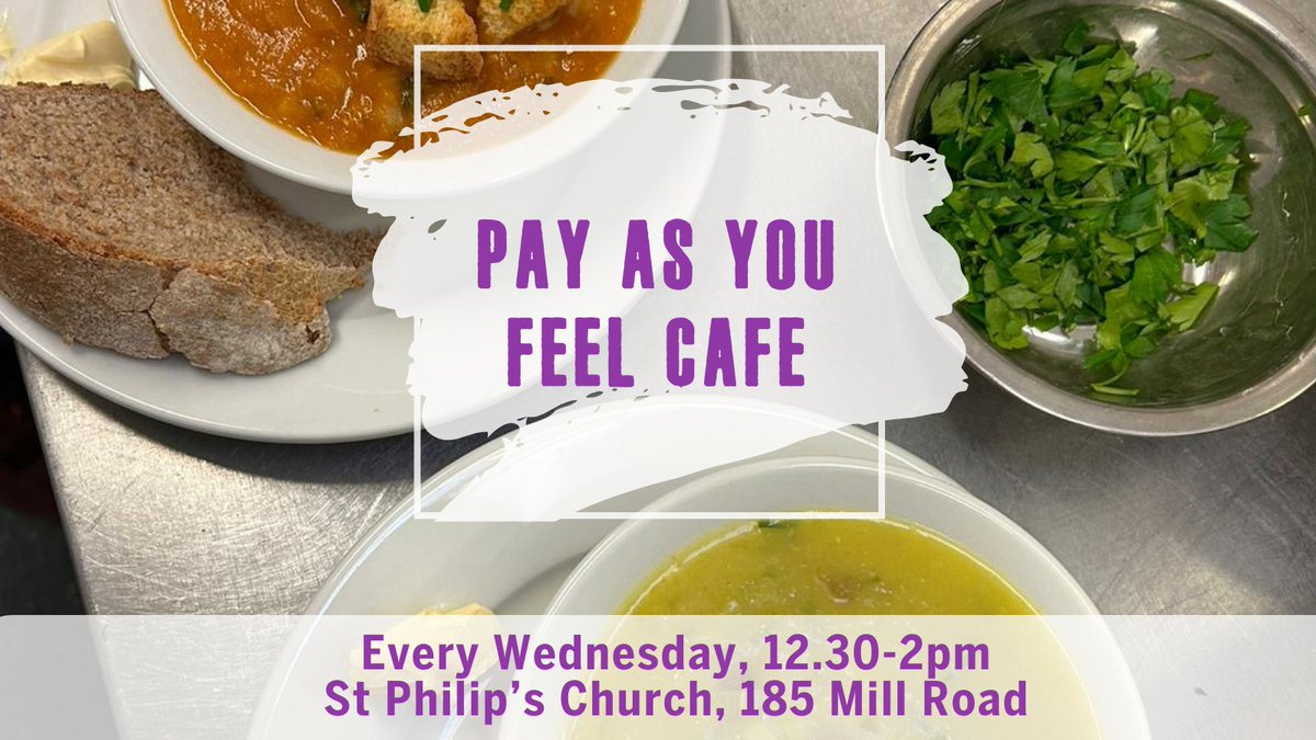 Our delicious homemade soups and tasty cakes are perfect winter warmers. Why not visit our Pay As You Feel Cafe this Wednesday to give them a try?

We're open every Wednesday at St Philip's Church, 185 Mill Road from 12.30-2pm.

#GoldFoodCambridge #YesWeCam