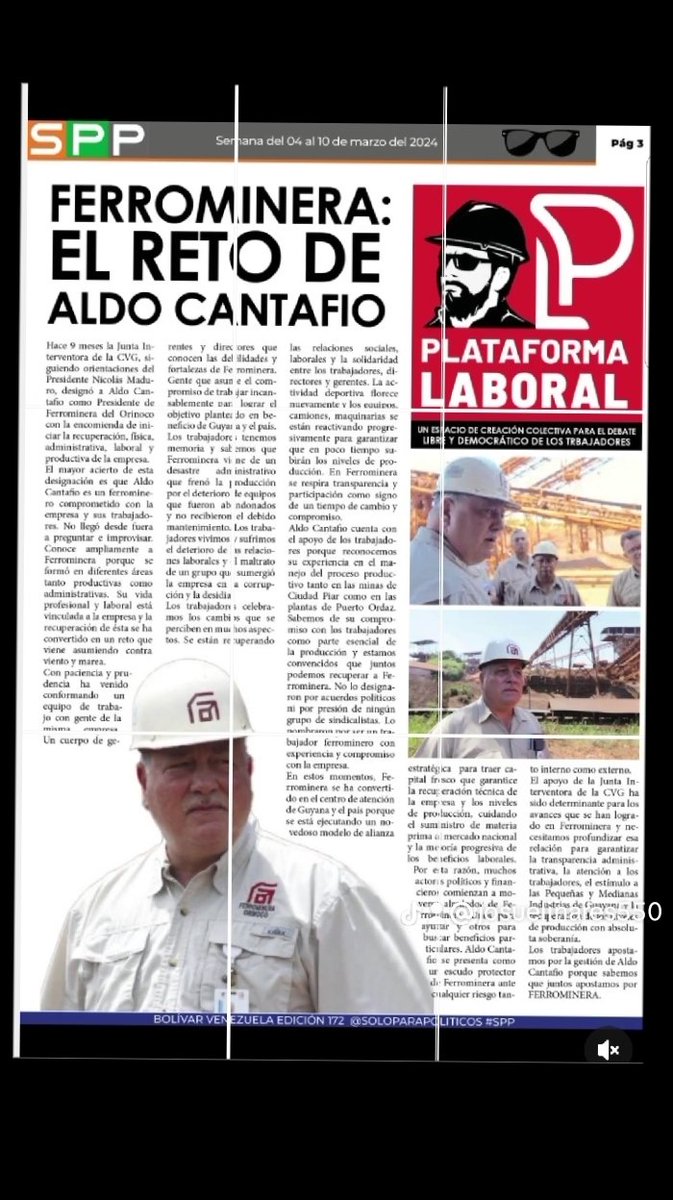 linares1206's tweet photo. ||Es Noticia📸||
@AldoCantafioFMO y @Ferrominera_CVG avanzan en el fortalecimiento economico y productivo del Estado Bolivar y del Pais🤝👏
@NicolasMaduro @alexroca1 @Hectorsilvavzla @delcyrodriguezv
#venezuela #produccionnacional #guayanacity #nicolasmaduro #Noticias https://t.co/dW1HLNH6z6