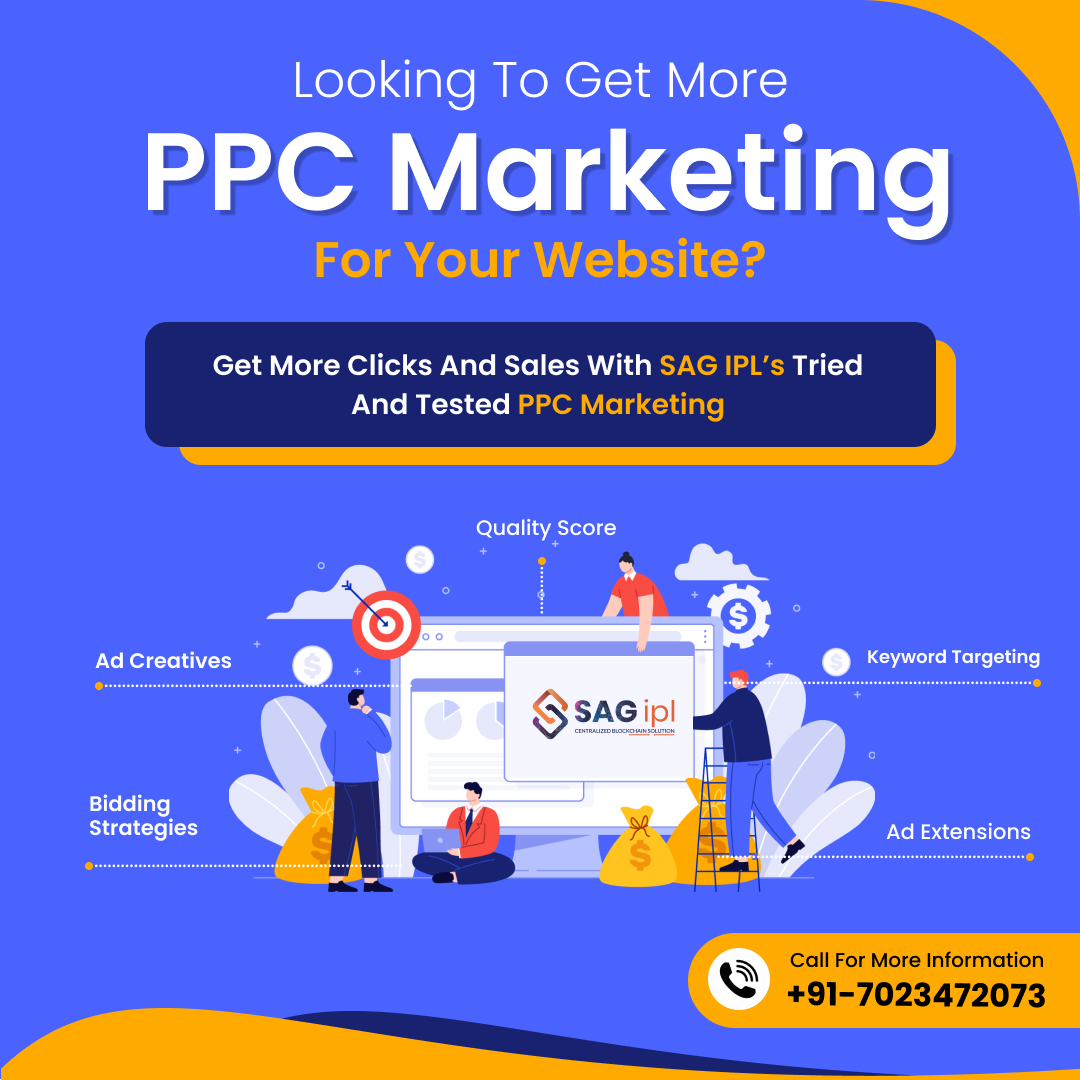 Make your business grow with #PPCMarketing services from India's top-rated agency, #SAGIPL. 

Get Services: bit.ly/3TmulLh
-
-
-
#DigitalMarketing #PayPerClick #Advertising #GoogleAds #Search #Display #Remarketing #SocialMedia #MobileAdvertising #SEM #LeadGeneration #ROI