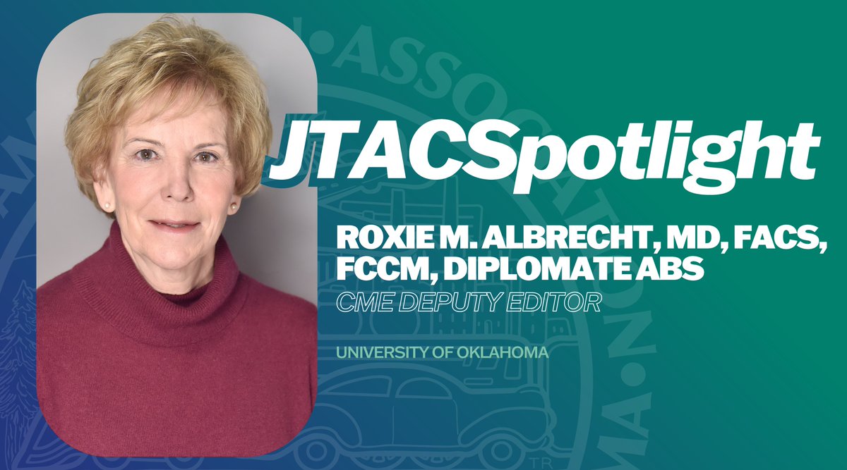 ❇️ #JTACSpotlight ❇️ Meet @RRxalbrecht, the CME Deputy Editor of the Journal of Trauma and Acute Care Surgery! Stay tuned for exclusive insights into her remarkable contributions!