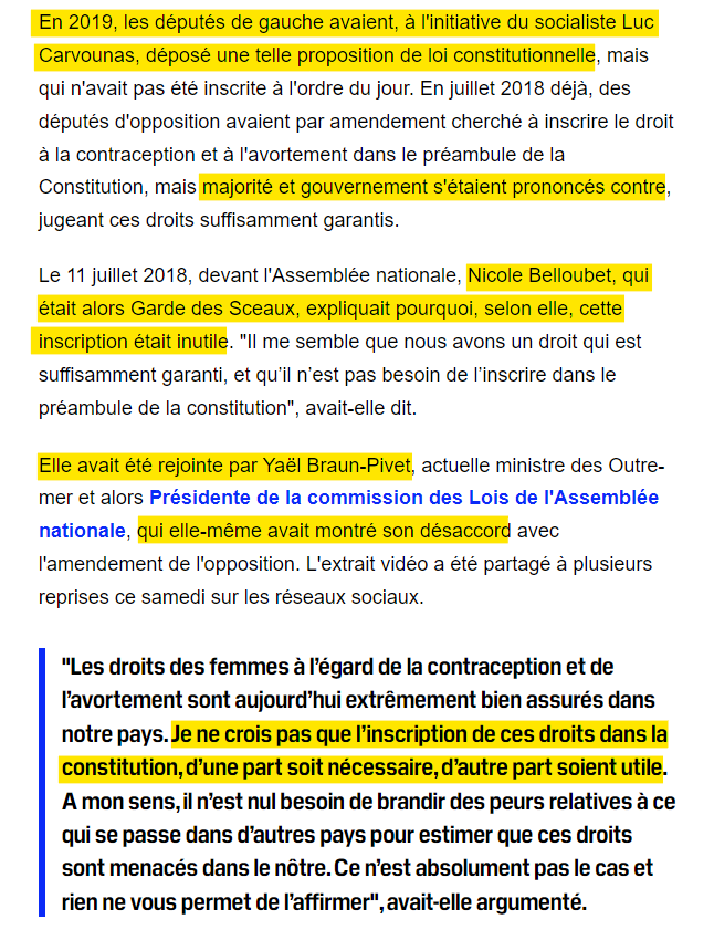 malopedia's tweet photo. Le problème du Parlement, c'est que ce que les parlementaires y racontent est consigné. Par exemple, en 2018, Yaël Braun-Pivet trouvait la constitutionnalisation de l'IVG inutile, parce que pas menacée... https://t.co/0O55scuVvo
