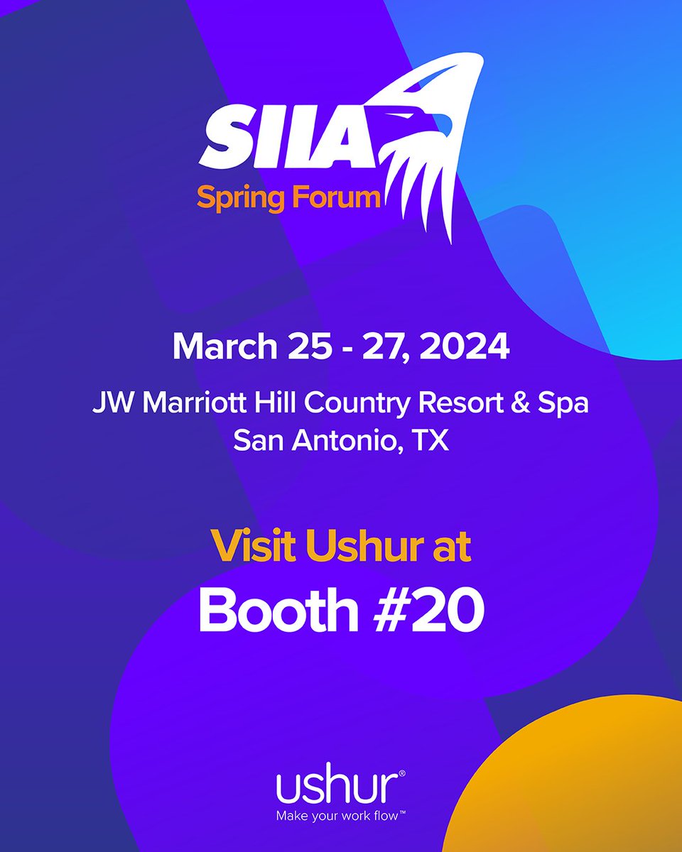 We're excited to meet you at SIIA Spring Forum 2024 on March 25-27 JW Marriott Hill Country Resort & Spa in San Antonio, TX! 

🫱🏻‍🫲🏽 Schedule a 1:1 chat with us: hubs.la/Q02n1StD0

#SIIA #SIIA2024 #SIIASpringForum #SIIASpringForum2024 #Ushur #event