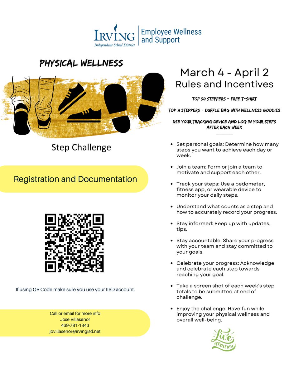 👟 Join the IISD Employee Wellness Step Challenge! Lace up those sneakers and step towards better health! Registration link below. Good luck, steppers! 💪#IISDEmployeeWellness #HealthyLiving docs.google.com/forms/d/1DWin6…