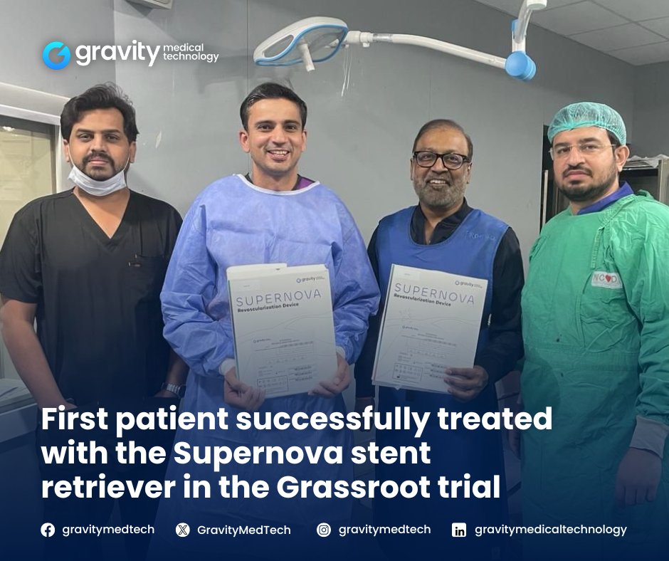 A significant step forward: The first patient is successfully treated with the Supernova stent retriever in the Grassroot trial. Congratulations to Dr. Fazal Zaidi and Dr. Irfan Lufti for leading this advancement in stroke care.