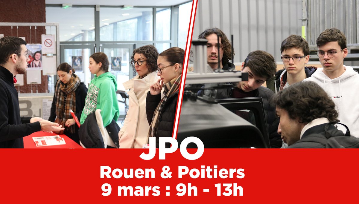 L’ESIGELEC Rouen & Poitiers ouvrent leurs portes samedi 9 mars 2024, en présentiel, de 9h à 13h. Retrouvez les réponses à ces questions au travers de la visite des laboratoires, et grâce à des rencontres avec des étudiants de l’école, des enseignants.
lnkd.in/eVs4zZPV