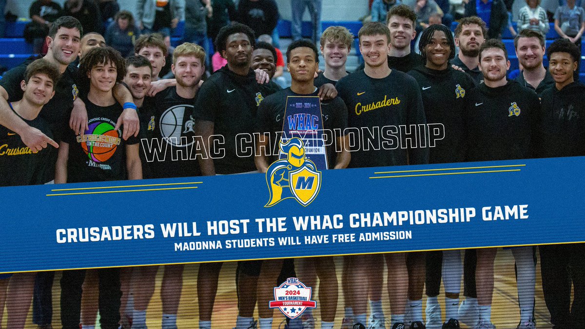 Madonna Athletics (@mucrusaders) on Twitter photo No Spring Break Plans?? No problem‼️
Come support <a href="/MUCrusadersMBB/">Madonna Men’s Basketball</a> in the WHAC Tournament Championship Game tomorrow at 7:00 PM. Admissions will be FREE for all Madonna Students👀
#CrusaderNation No Spring Break Plans?? No problem‼️
Come support <a href="/MUCrusadersMBB/">Madonna Men’s Basketball</a> in the WHAC Tournament Championship Game tomorrow at 7:00 PM. Admissions will be FREE for all Madonna Students👀
#CrusaderNation