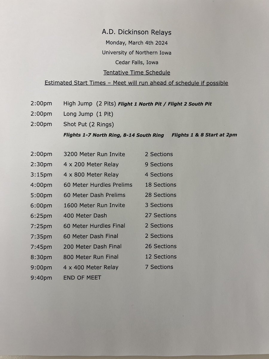 Dickinson Relays (@dickinsonrelays) on Twitter photo Tentative schedule for today’s meet! If we get ahead we will stay ahead. Tentative schedule for today’s meet! If we get ahead we will stay ahead.