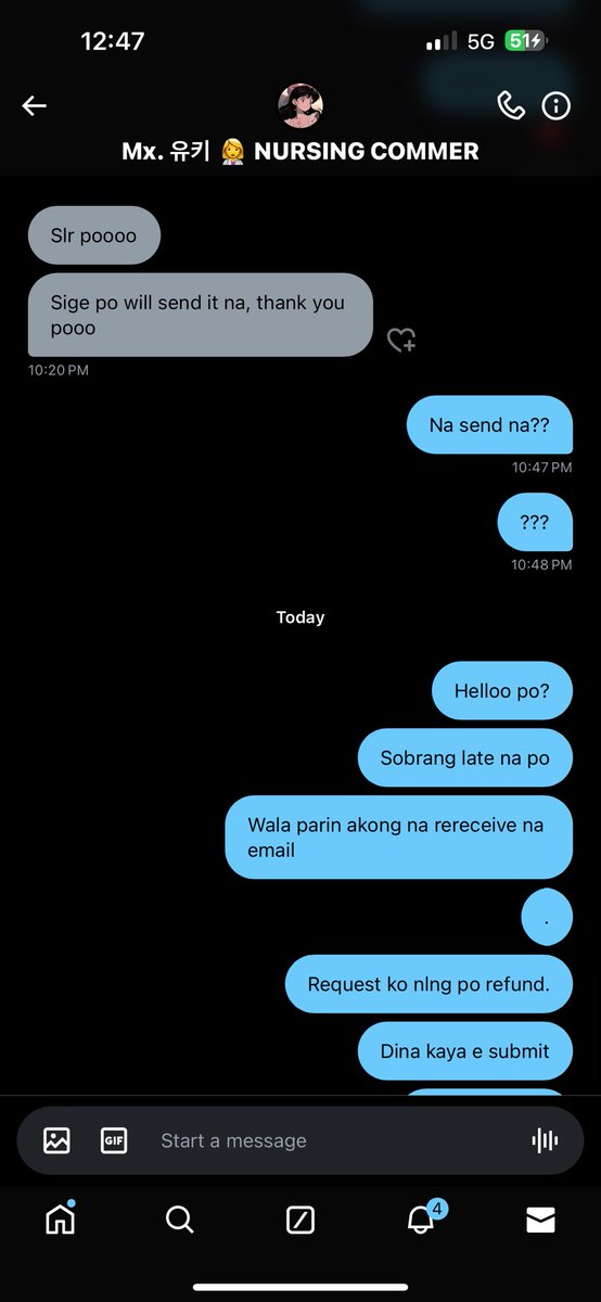 blake_client's tweet photo. SCAMMER! SCAMMER! SCAMMER!
napili q sya kala ko legit. Tapos ilang oras na hindi nya pa sinisend yung output i asked for a refund but di nag rereply pag reply nya mawawala lang ulit.🥲 https://t.co/LpN0Dd6yWU