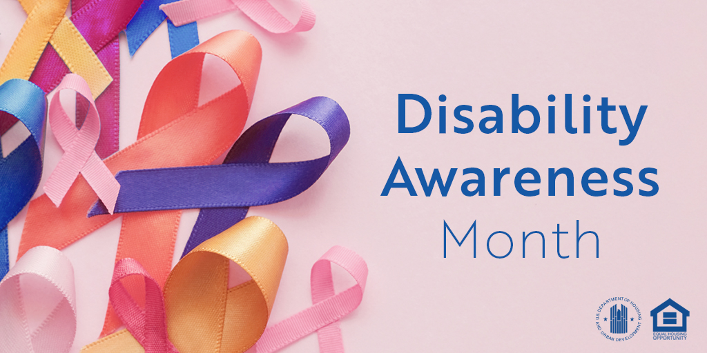 It's #DisabilityAwareness Month! The #FHAct prohibits discrimination based on disability. Don't let a landlord, property manager, or realtor discriminate against you because of a disability. Learn more about disability protections here: bit.ly/3uZoyyD.