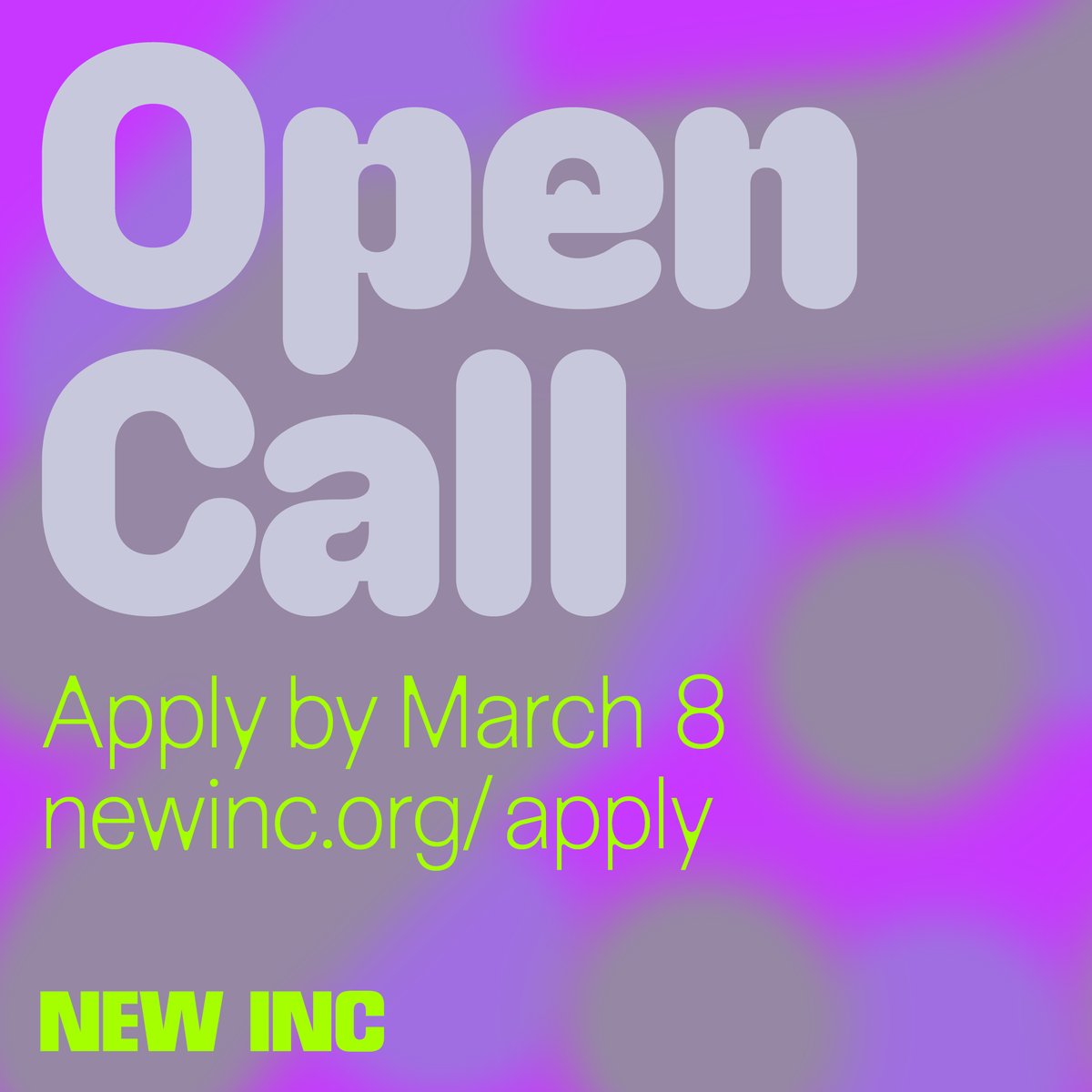 PROSPECTIVE APPLICANTS — This is your LAST CHANCE to apply to become a member of NEW INC's Y11 Cohort! We're accepting applications until this Friday, March 8 at 11:59 p.m. ET. We wish everyone the best of luck on submissions!