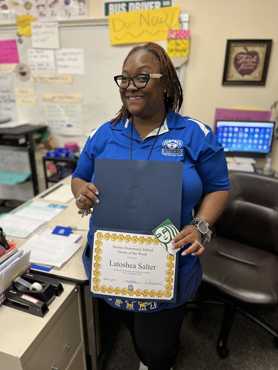 hearnehusky's tweet photo. Congratulations to our Huskies of the week, Mrs. Salter and Mrs. Cantu! Thank you for bringing your best selves to Hearne each day! We appreciate you! #HuskiesLead https://t.co/37tgDDEx3s