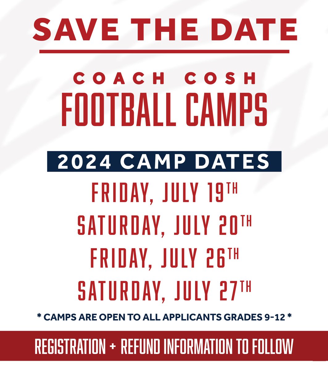 Mark your calendars! 📅 Coach Cosh football camps are coming up in July! ☀️🏈 🌊🐺 x #As1