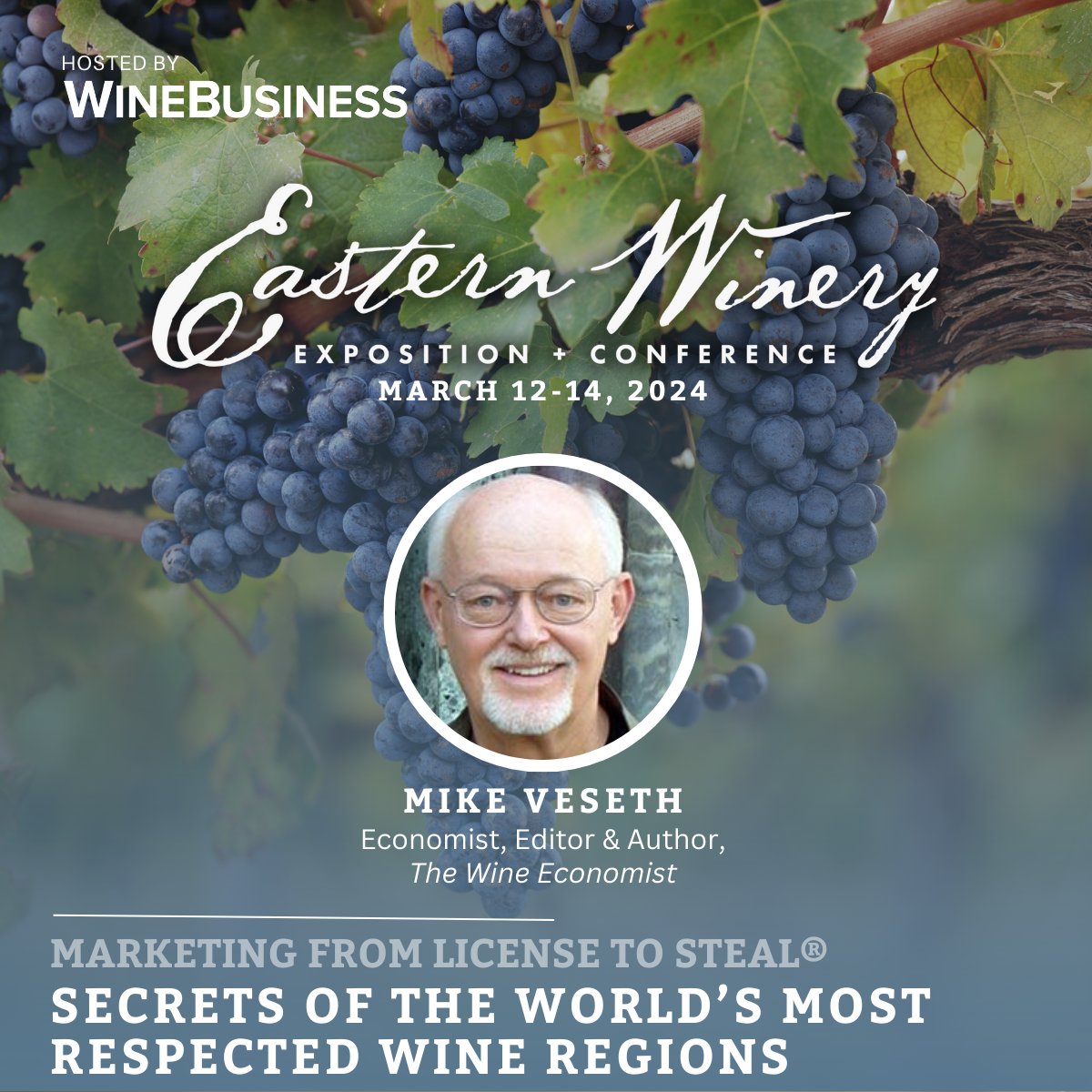 Wine economist Mike Veseth will shed light on what makes the most respected wine regions successful and how wineries around the world can apply their secrets. Join us NEXT WEEK at Eastern Winery Exposition + Conference #EWE ow.ly/xAOA50QKFCC