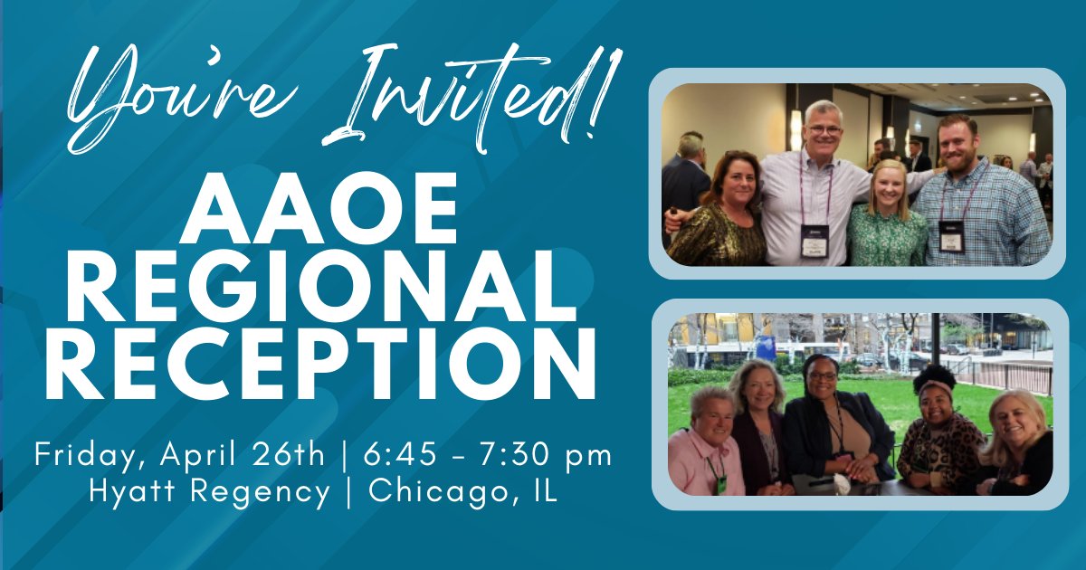 MidAtlBONES's tweet photo. Join us for a regional reception at AAOE's Annual Conference in Chicago. It's a great time to catch up with old friends and make new ones!

You don't want to miss out on snacks, beverages, and good company as you share what you learned.

Learn more &amp; RSVP: https://t.co/PYbzwNVFfP https://t.co/M9OO64zUDP