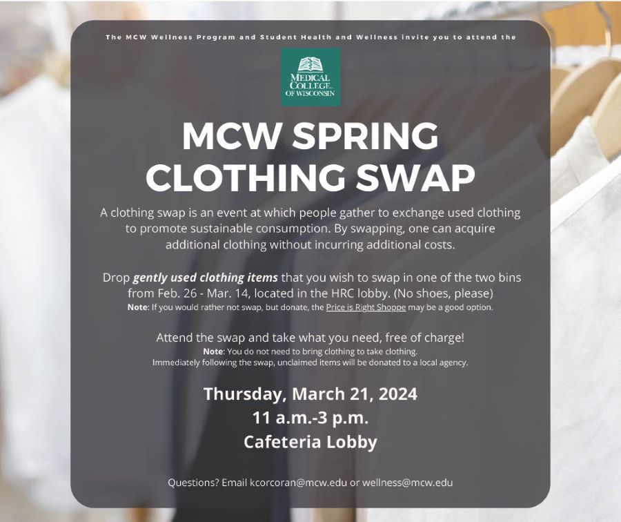 MCW's Spring Clothing Swap set for March 21st.  Donate gently used clothing through March 14th.  #clothingswap #newtoyou