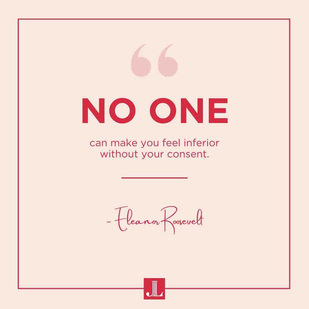 JuniorLeagueSD's tweet photo. Empowerment starts within. Eleanor Roosevelt’s words remind us that no one can make us feel inferior without our consent. Let’s embrace our strength, lift each other up, and make our voices heard.  #JuniorLeague #JLSD #Empowerment #EleanorRoosevelt https://t.co/90Ix9JaF82