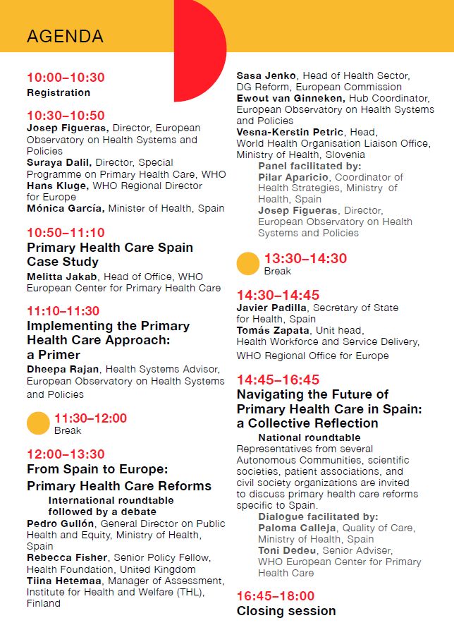 📢 Transforming Primary Health Care: from Spain to Europe

📅 Mark your calendars to join us on 11 March live from Madrid! #PHC

Register to attend:
🔴 in person: lnkd.in/dUNrtBC6
🔴 online (morning): lnkd.in/dKNCE9TQ
🔴 online (afternoon): lnkd.in/dGjaJMvK