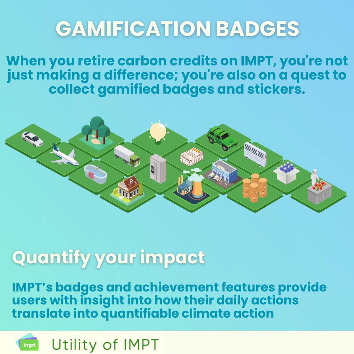IMPT_token's tweet photo. π Level up your eco-impact! β»οΈ Retire carbon credits on IMPT for exclusive badges and stickers.
Join the adventure at https://t.co/6ZFQjtgCyI π Let's make sustainability exciting! πΏπ
#ClimateAction #Gamification #IMPTUtility https://t.co/CtzTfIWJL2