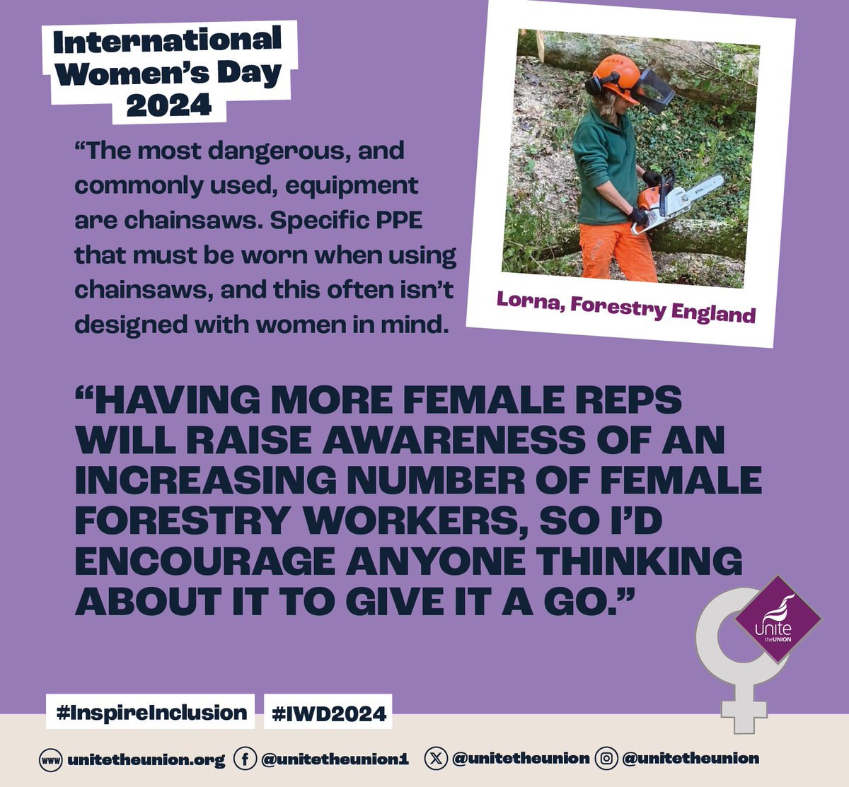 In the run up to International Women's Day 2024, Unite Live spotlights women making a workplace difference. Meet Lorna, representing women forestry workers. Read more: unitelive.org/lorna-branches… #IWD2024 #JobsPayConditions