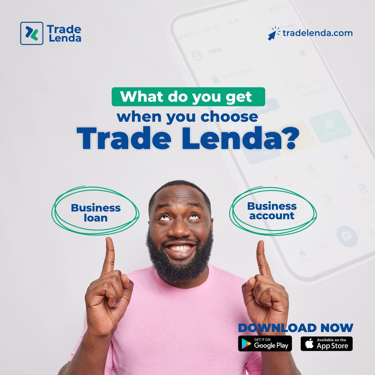 Plug into Trade Lenda and get access to grow your business.

Business Accounts

Business Loan

#TradeLenda #BusinessAccount #BusinessLoan #SMELoans