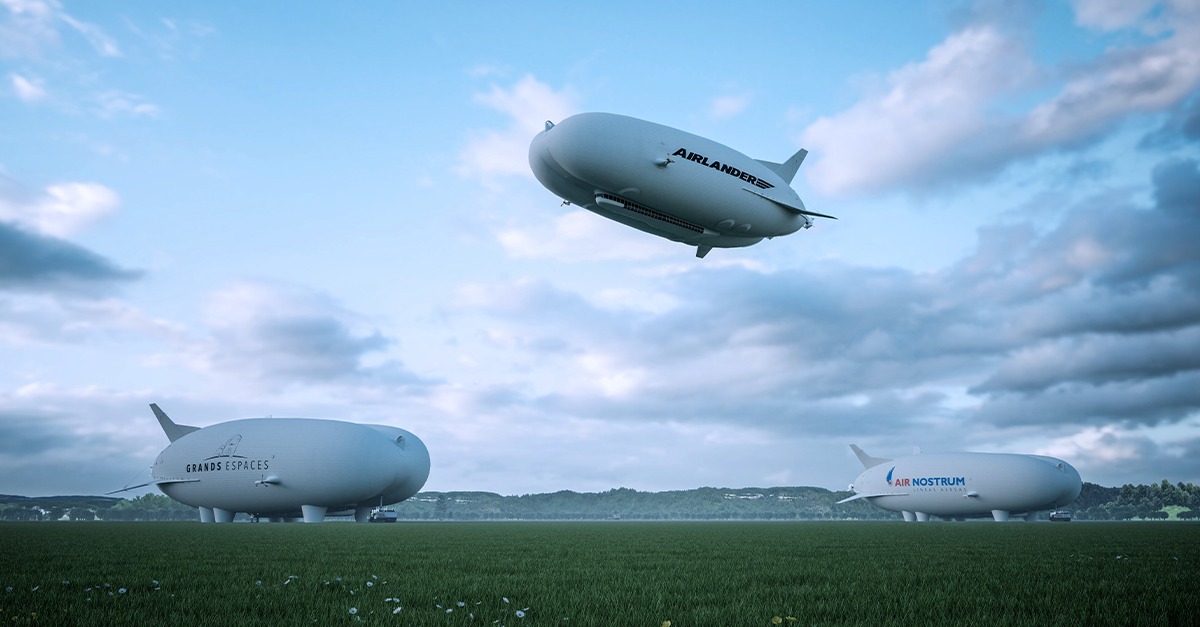 Perhaps our favourite render from @AirVehicles yet, showing three #Airlanders with their new retractable landing skids.

Two have liveries from @Grandsespaces and @AirNostrumLAM.

#AirshipAssociation #HAV #Airlander #RethinkTheSkies #LTANews #HybridVehicles #zeppelins #aerostats
