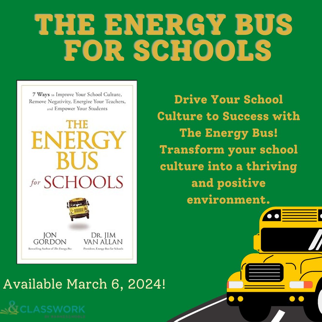 One of our most anticipated books of the year has a book birthday tomorrow so we had to have it as our #PDMonday! The Energy Bus for Schools will help you transform your school culture into a thriving and positive environment. Ask #YourBNRep for more info today!