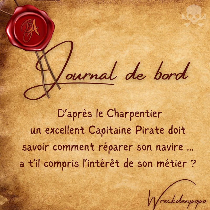 Journal de bord du Capitaine Wreckdenpopo (retrouvez moi en stream dès ce soir 20H)
#SkullAndBones #pirate #twitchfr #streamer #TwitchRT #RTStreamPromo #wizebot #SeaOfThieves