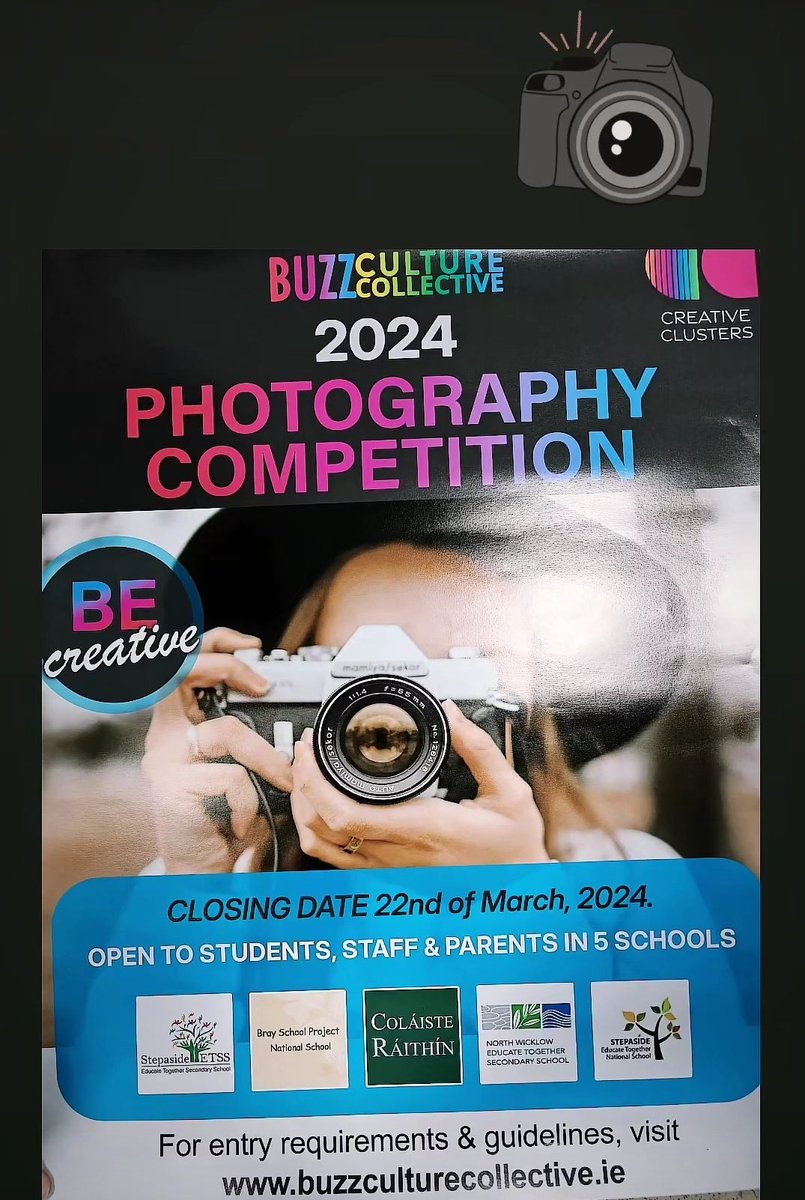 Are you a student, parent OR staff member of Stepaside ETSS? THEN GET INVOLVED 📸 Join the #creativeclusters photography competition! Click here to enter: buzzculturecollective.ie/photo-competit…