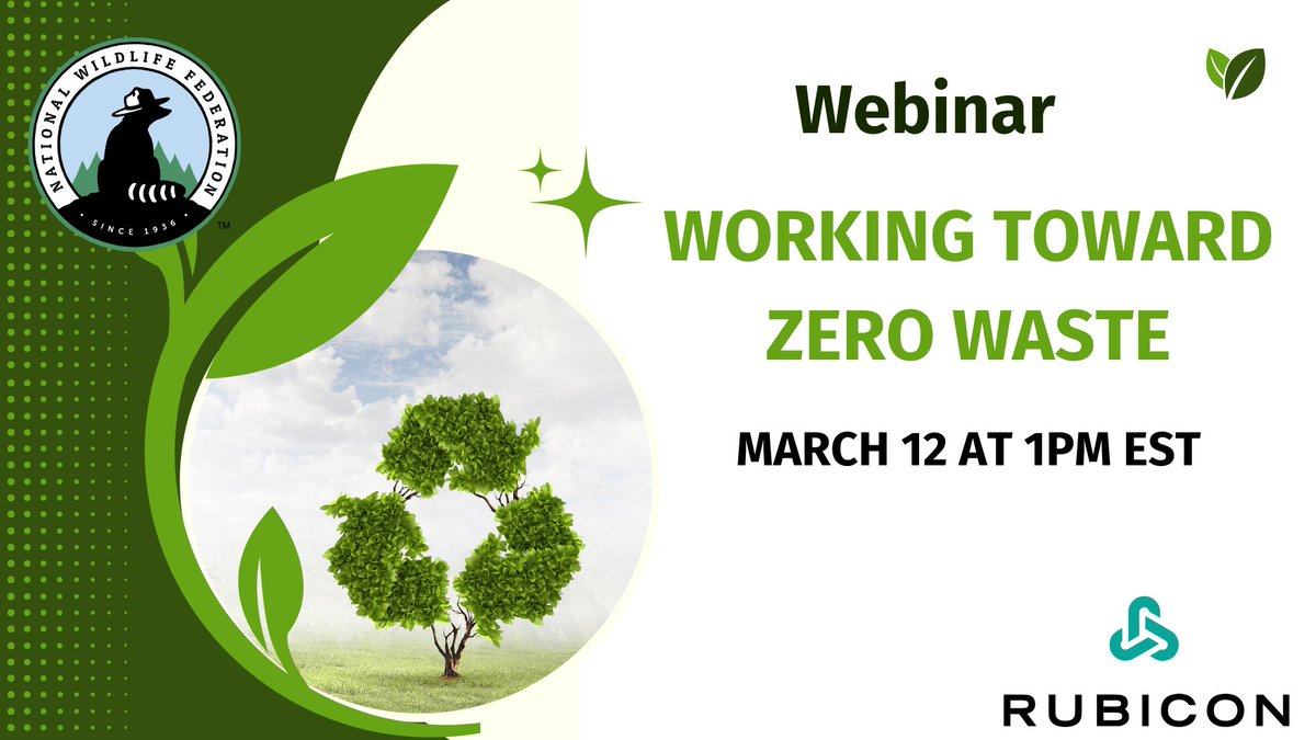Campus Race to Zero Waste (@campusrace2zero) on Twitter photo Join <a href="/NWF/">National Wildlife Federation</a> partner, <a href="/Rubicon/">Rubicon</a> for a webinar on Mar 12, 1pm EST, "Working Toward Zero Waste" Register at support.nwf.org/page/58068/sur…. Delve into strategies for implementation and assessment of zero waste efforts.#ZeroWaste #PlasticPollution #Recycling #CampusSustainability Join <a href="/NWF/">National Wildlife Federation</a> partner, <a href="/Rubicon/">Rubicon</a> for a webinar on Mar 12, 1pm EST, "Working Toward Zero Waste" Register at support.nwf.org/page/58068/sur…. Delve into strategies for implementation and assessment of zero waste efforts.#ZeroWaste #PlasticPollution #Recycling #CampusSustainability