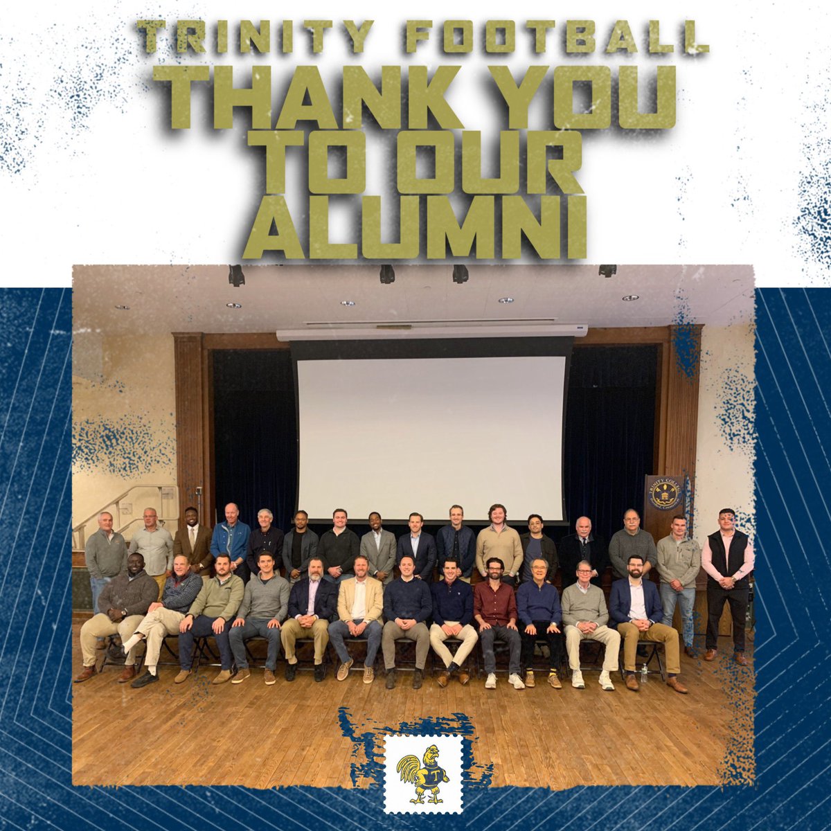 Had a great time at our Alumni Networking event this past Saturday! Thank you to our 30+ alumni who came back to talk about their current roles and provide some advice to our current players when choosing a career! #RollBants #TrinColl