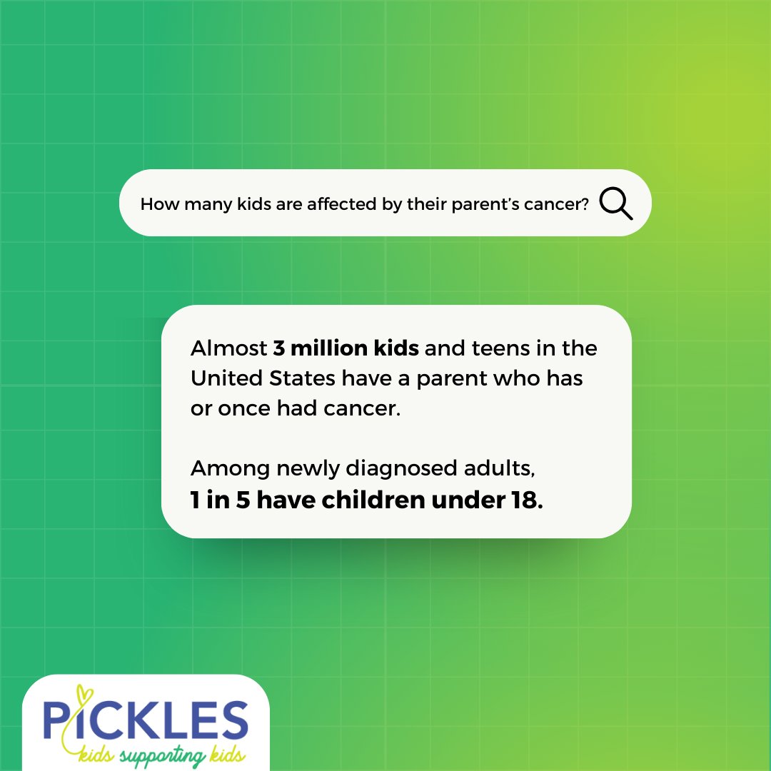 Studies released in 2023 show that rates of cancer in parenting-age adults are growing. Become a Pickles volunteer and be the connection that matters! 

Learn more at picklesgroup.org/get-involved

#picklesgroup #volunteer #oncologynurse #CancerSucks #VirtualSupportGroup #CancerSupport