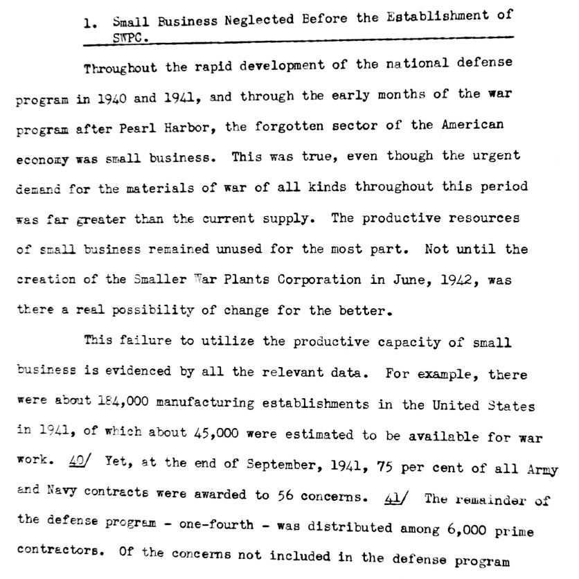 BalanceCrafting's tweet image. In an existential emergency like WWII, wouldn&apos;t allocating procurement to small businesses be wasteful and inefficient?

Smaller War Plants Corporation: Oh, so you want to talk about waste and inefficiency? Challenge accepted!
#swpc
1/8