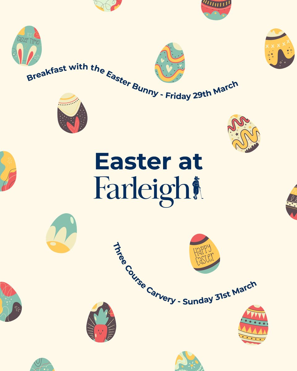 Hop on over to Farleigh this Easter weekend for Breakfast With The Easter Bunny or our well-renowned Easter Sunday Carvery 🐰🐣 Visit our website today to learn more whilst availability remains. #Farleigh #FarleighFamily #FollowFarleigh #FarleighFeeling