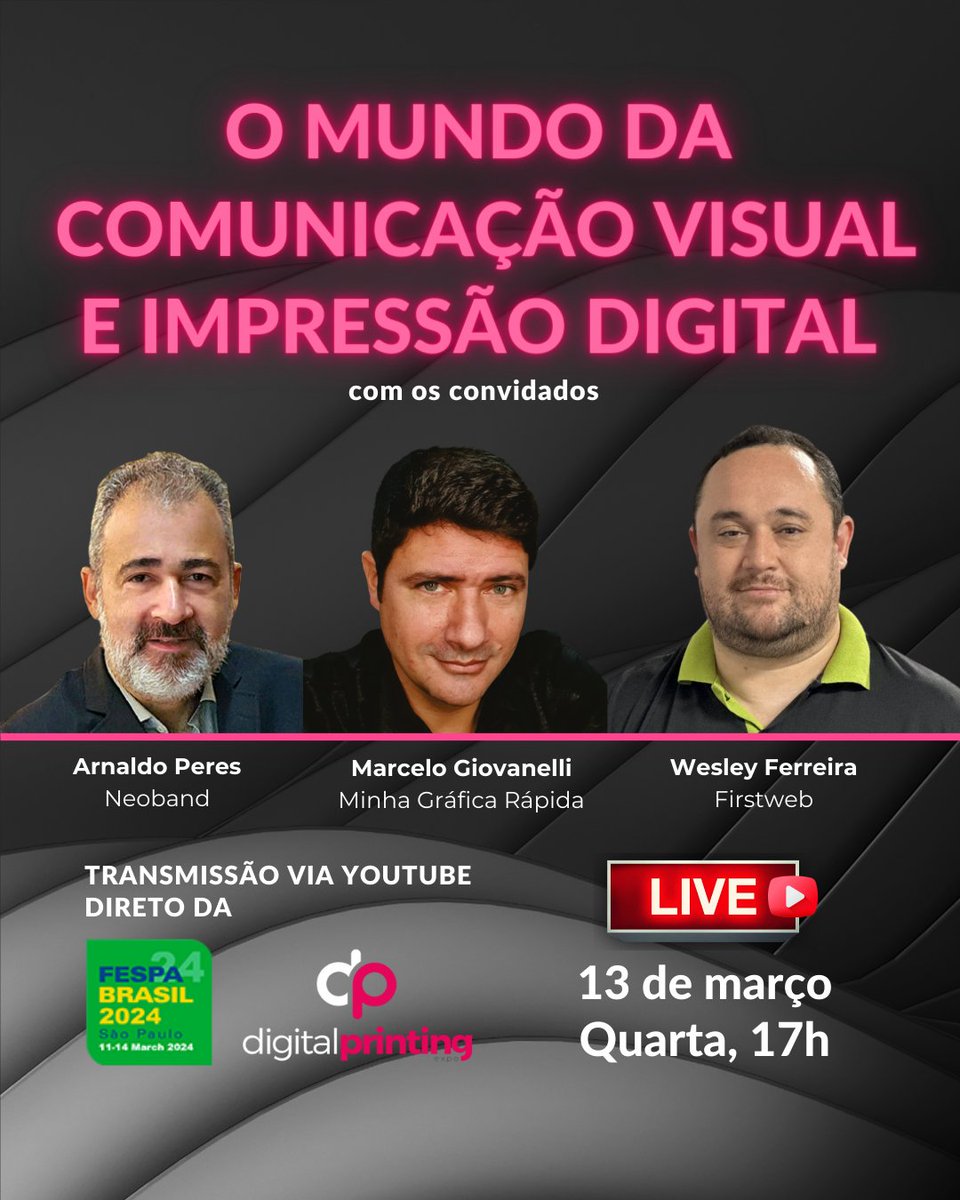ondasimpressas's tweet image. #ondasnafespa2024 Quem sabe faz ao vivo!
No dia 13, quarta, às 17h, junte-se a nós no canal do Ondas no YOUTUBE para uma LIVE exclusiva sobre as tendências e desafios do universo da impressão. Não perca!