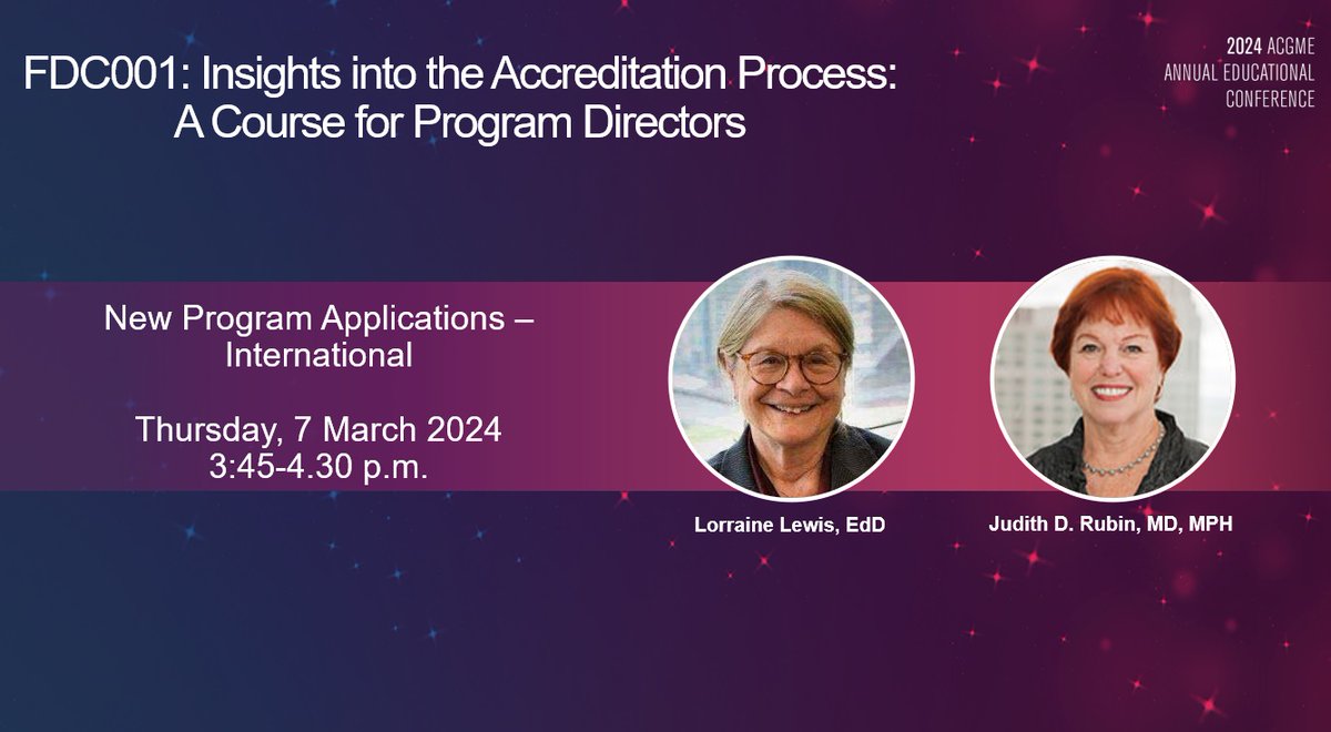 Interested in applying for #ACGMEI accreditation for your program? If you are registered for the Full-Day Course for Program Directors on Thursday, 7 March at #ACGME2024, join us for a dedicated session that afternoon on the ACGME-I program application process. #MeaningInMedicine
