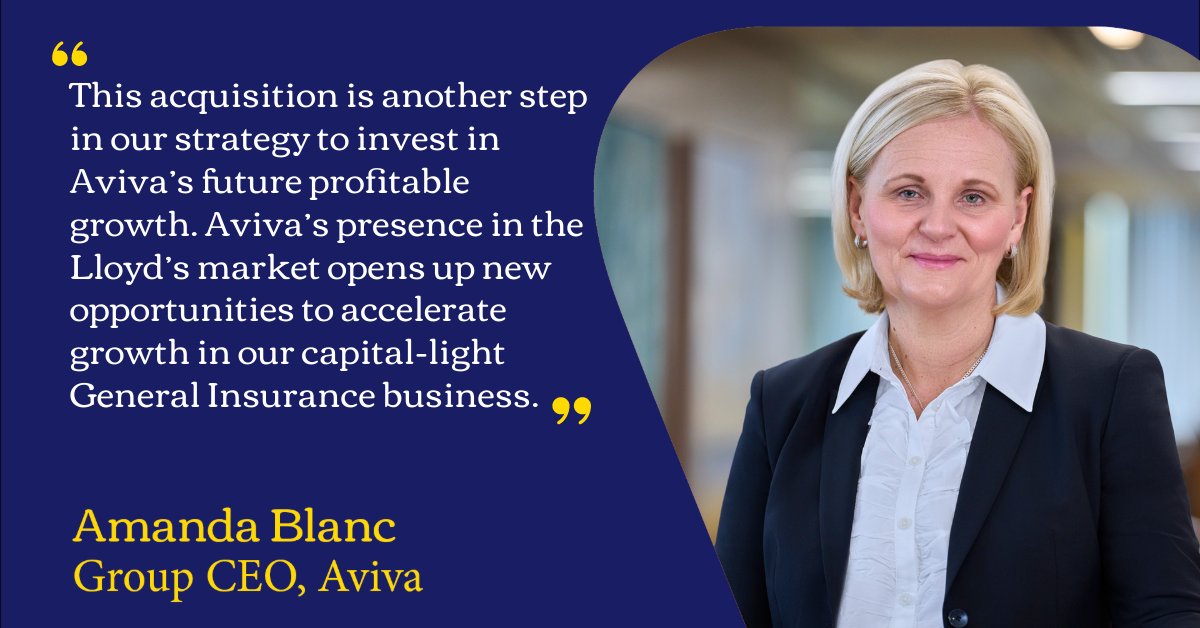 Today we’ve announced the acquisition of Probitas – a specialist insurance company – for £242m. The deal will give Aviva access to the Lloyd’s market, a major source of untapped growth. Read more at in.aviva.com/3UYjVmb