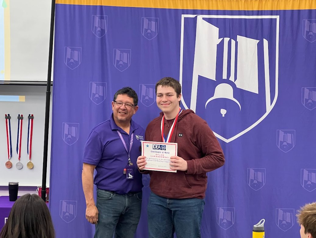 Congratulations to Dylan Lukaszewski who placed 2nd in the Assembly Modeling competition at the @IllinoisDEA Regional Competition at @JolietJrCollege. We are so proud of all of your hard work and accomplishments. @LockportHS205 #pltw @PLTWorg