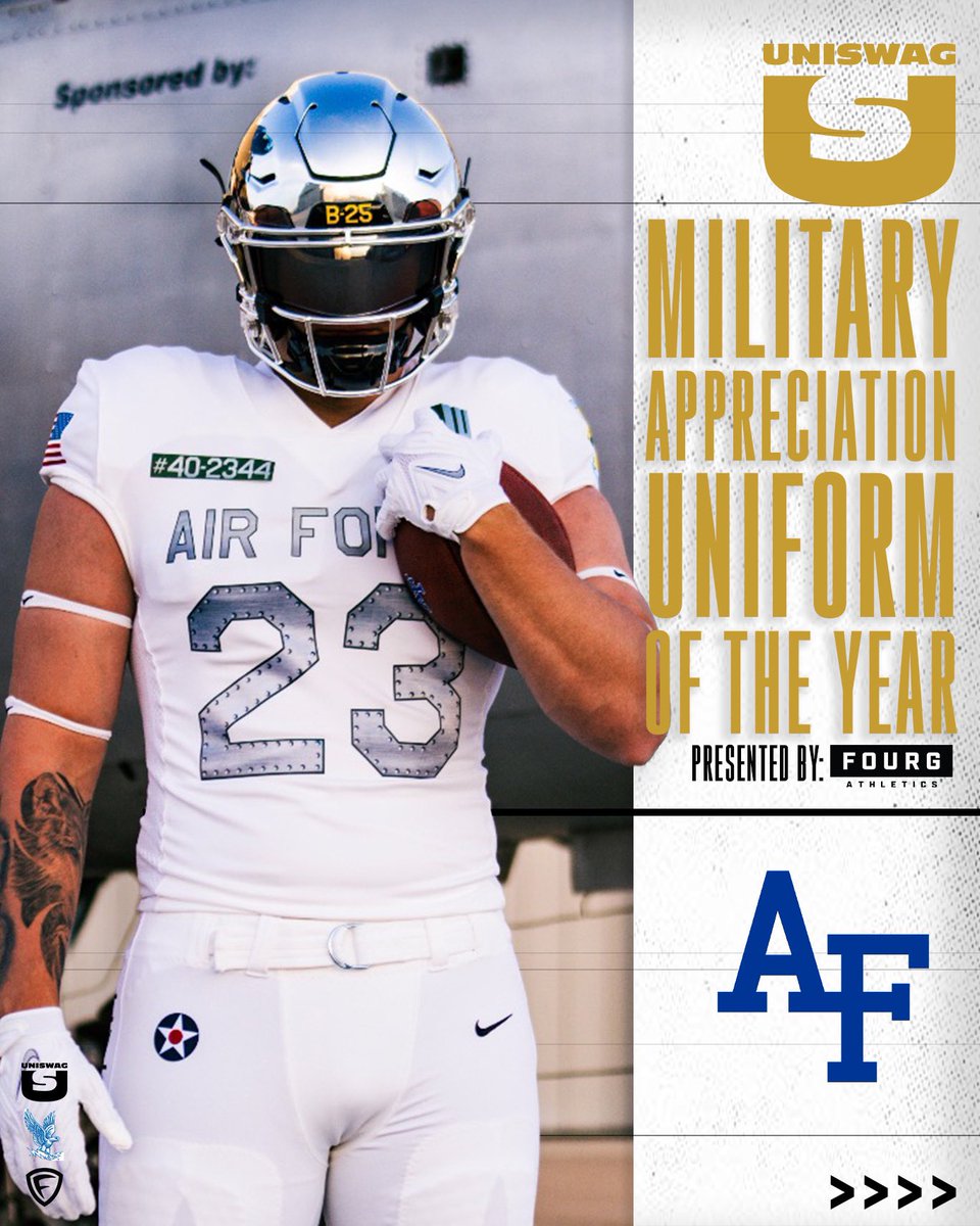 The fans voted @AF_Football the winner of the 2023 UNISWAG Military Appreciation Uniform of the Year presented by @FourgAthletics! #uniswag