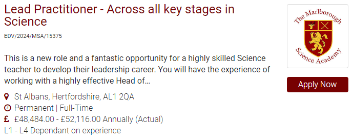 Join a fantastic team in Science at a brilliant school. teachinherts.com/find-a-job/vie…