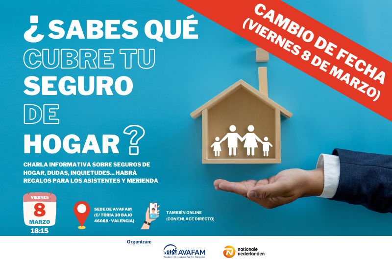AVAFAM's tweet image. 🏠 ¿Sabes qué cubre tu seguro de hogar? 🏠

Apúntate a esta charla informativa y resuelve todas tus dudas de forma presencial u online. 

📝 Inscríbete aquí: forms.gle/mtDVuAuUAV5Zh6…

#FamiliasNumerosas #SeguroDeHogar #CharlaInformativa