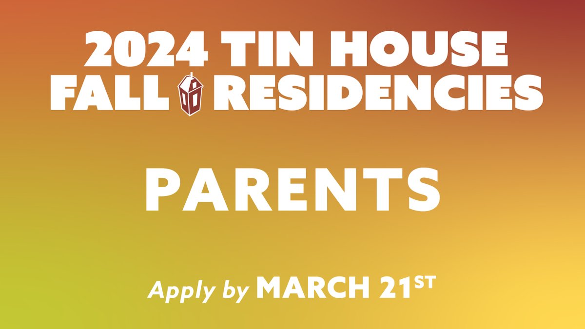 ⁠We are now accepting applications for our Fall Residency for Parents, which includes a $1500 stipend, an apartment in PDX, and a flexible schedule. Families & partners are welcome. The deadline to apply is March 21st. tinhouse.com/workshop/resid…