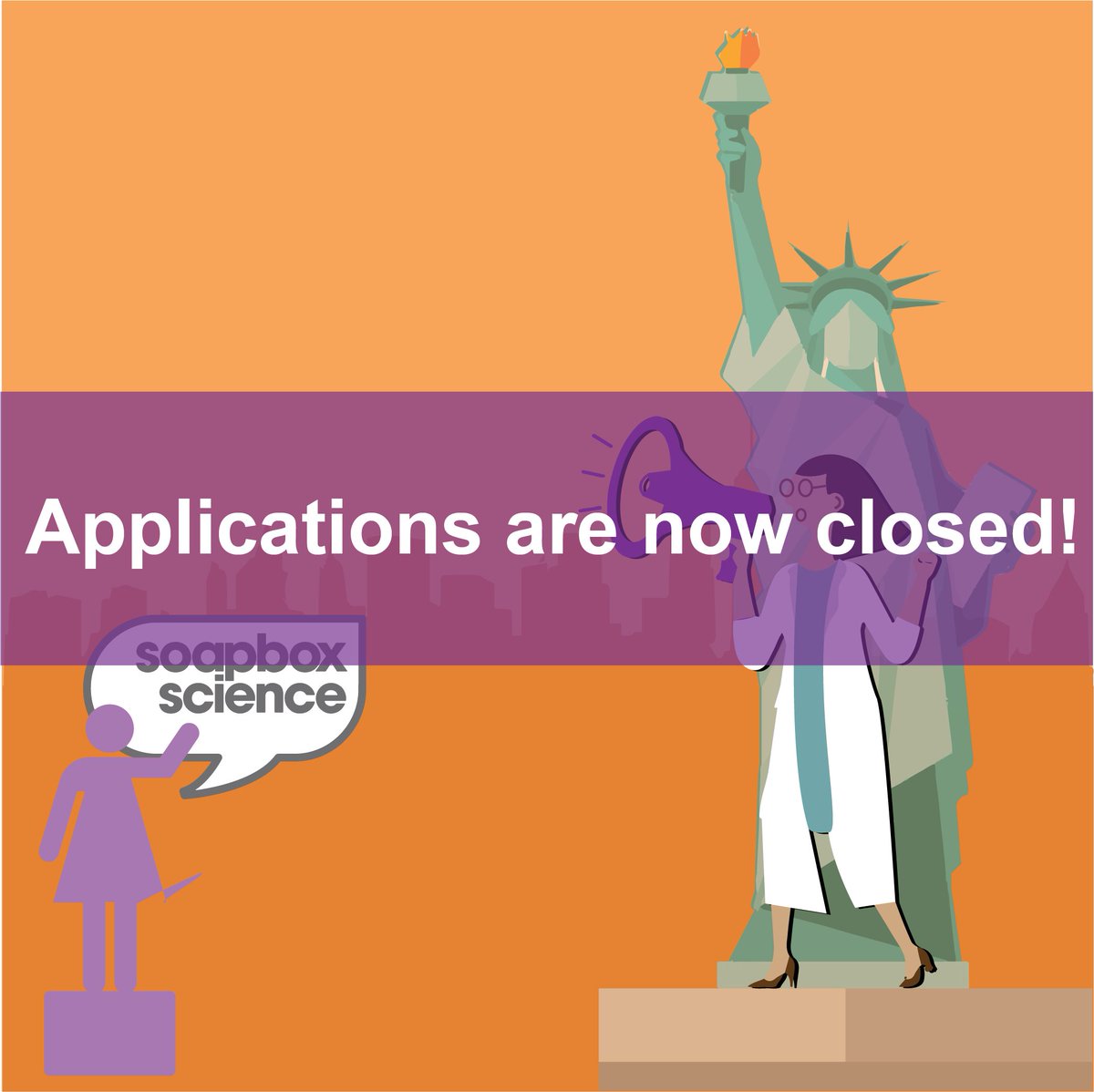 Applications are now closed‼️
@SoapboxSciNYC is so thankful to everyone who applied! Watch out this space for the list of selected speakers and more exciting updates on @SoapboxScience 🙏
@WomenInSTEMM @WomenScientists