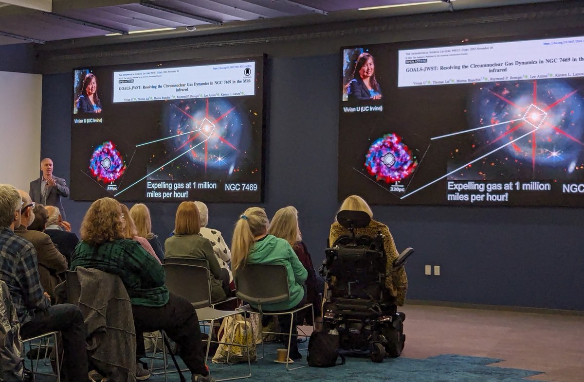 Dean Bullock's lecture at #UCIHomecoming highlighted some of the research at @UCIrvine using JWST to explore the cosmos. From Steph Sallum's research on planet formation and evolution to Vivian U's study of gas dynamics around supermassive black holes. 🔭#JamesWebb @UCIPhysAstro