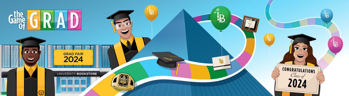 Grad Fair - March 11-14 from 10am-7pm at the University Bookstore. Cap and gowns, announcements, class rings, grad memorabilia and diploma frames. Also check out the website: csulb.edu/beach-shops/gr…