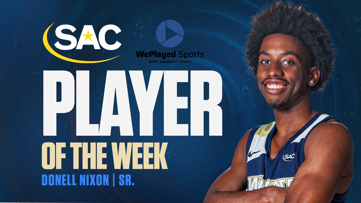 SAC Player of the Week!! SAC Player of the Year Donell Nixon earns the honor after averaging 24 points, 5.5 assists & 3 rebounds per game for the SAC co-champs! 'Dogs face Anderson Tuesday at 7:30 in Rock Hill Story | shorturl.at/etDPV #OneDog | @WingateMBB