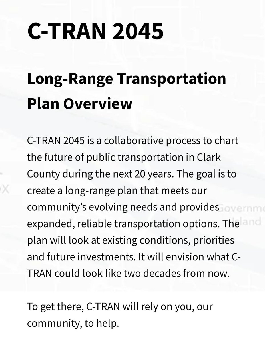 Susan_Dupres's tweet image. WA STATE #ClarkCounty #CTRAN 

#PublicTransportation

C-TRAN 2045: Long-Range Transportation Plan Overview

Dates &amp;amp; locations for public meetings:

c-tran.com/c-tran2045