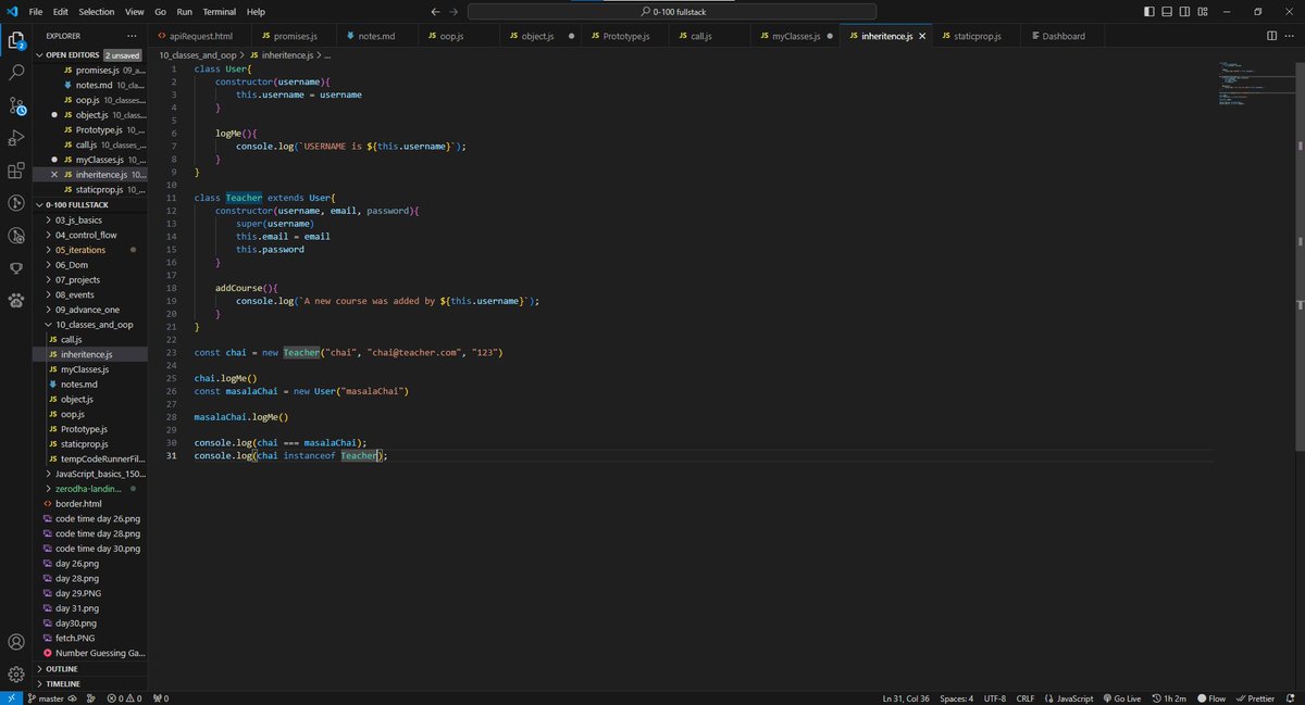 RY0SHIN0's tweet image. ๐ Day 32 of #100DaysOfCode ๐ป
Explored 'call' & 'this', class constructors, & static methods in JavaScript with "Chai with Code" by Hitesh Choudhary sir! ๐ Advancing my skills in #JavaScript! ๐ก #AdvancedJS #CodingJourney #100DaysOfCode @Hiteshdotcom