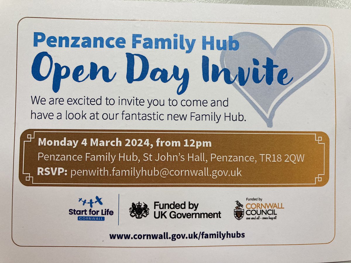 So excited to be part of Penzance Family Hub Open Day, @CornwallCouncil behalf of Nation Centre for Family Hubs @AFNCCF