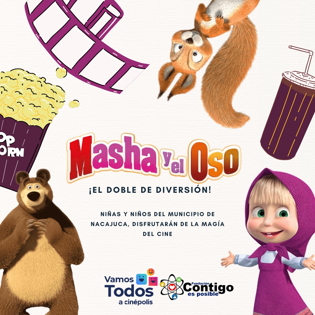 contigo_posible's tweet photo. Estamos a un solo día, de que niños y niñas de 3 Escuelas de Educación Básica del municipio de Nacajuca puedan disfrutar de la magia del cine #MashaYElOso 🪄 👧🏼🐻🎞️🎥 🍿 🥤 https://t.co/YqfsXZ9jfJ