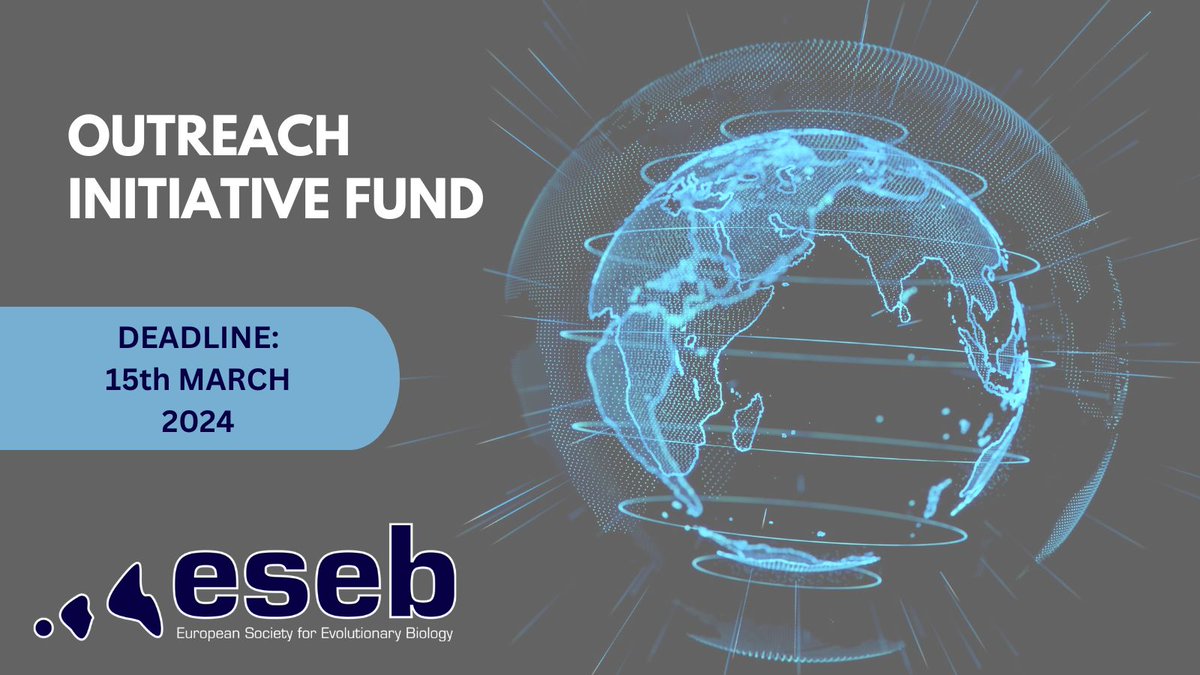 DEADLINE APPROACHING for the #Outreach Initiative Fund to promote evolution-related activities - we aim to improve public knowledge about evolution globally Up to €4K available per award 👉 ow.ly/BkqG50Q4upH